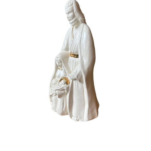 Ceramic nativity scene Jesus, Mary & Joseph 12 in ivory gold - Picture 6 of 7